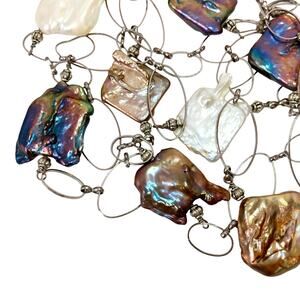 VTG Baroque Freshwater Pearl 48" Opera Length Necklace Iridescent Earthy Bold